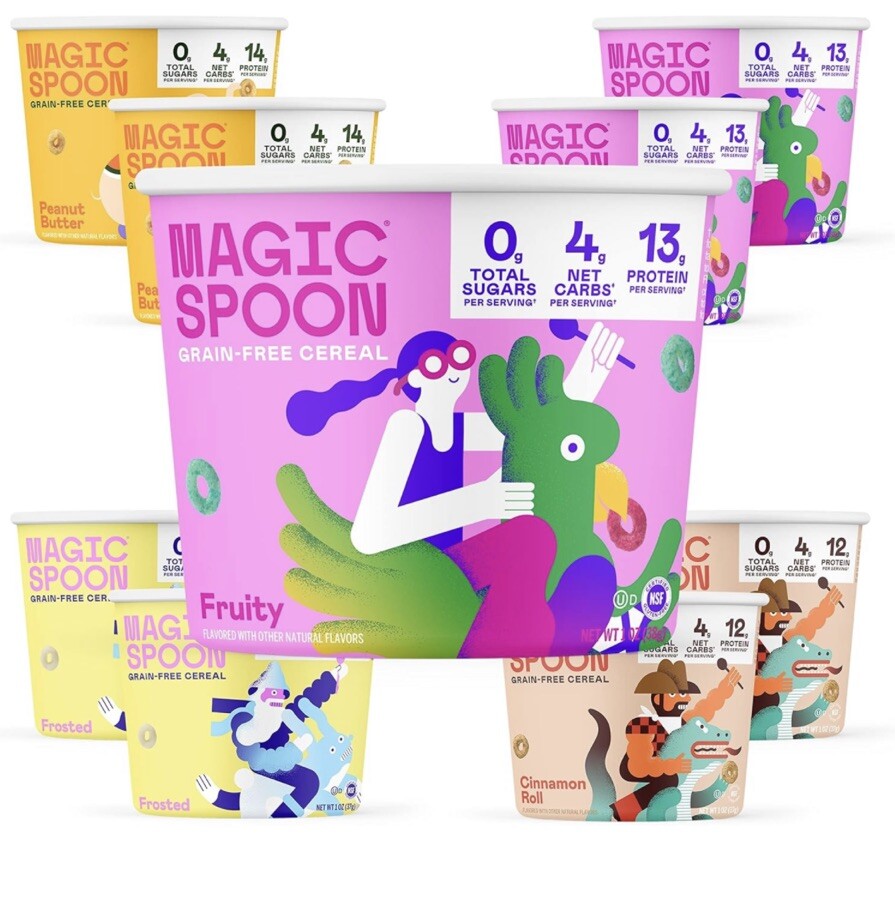 Cuchara mágica variedad cereal paquete de 8 tazas de una sola porción ceto bajas en carbohidratos estilo de vida 5/25