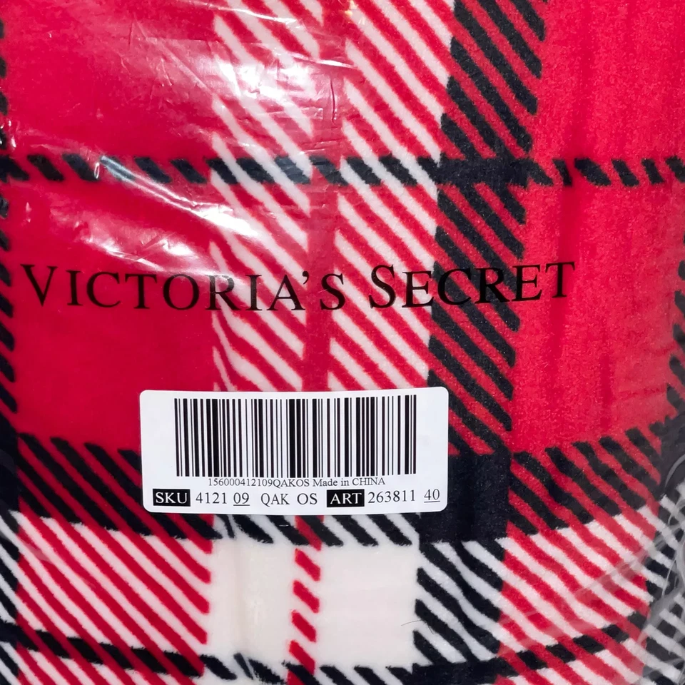 Victoria’s Secret Rosa - Manta Sherpa a Cuadros Roja Blanca Edición Vacacional 2021 NUEVA Foto 3 de 3