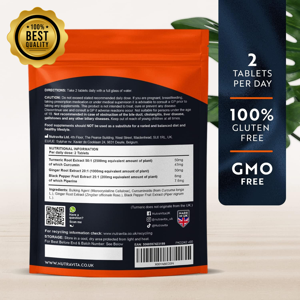 Nutravita Turmeric Tablets 2500mg with Black Pepper & Ginger UK eBay