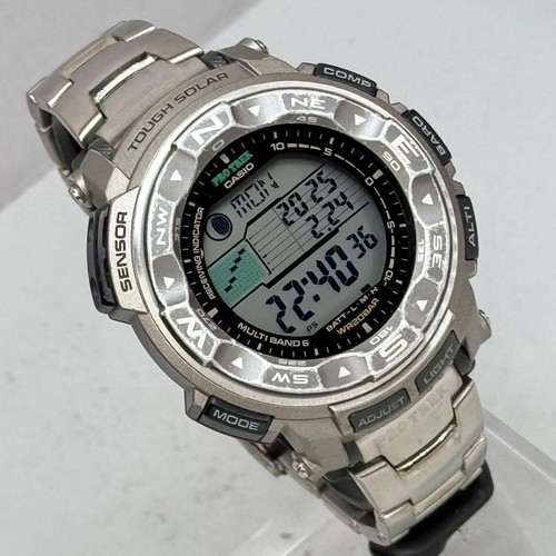 Casio Pro Trek Digital Watch PRW-2500T-7JF Titanium Solar Triple Sensor Silver - Picture 3 of 19