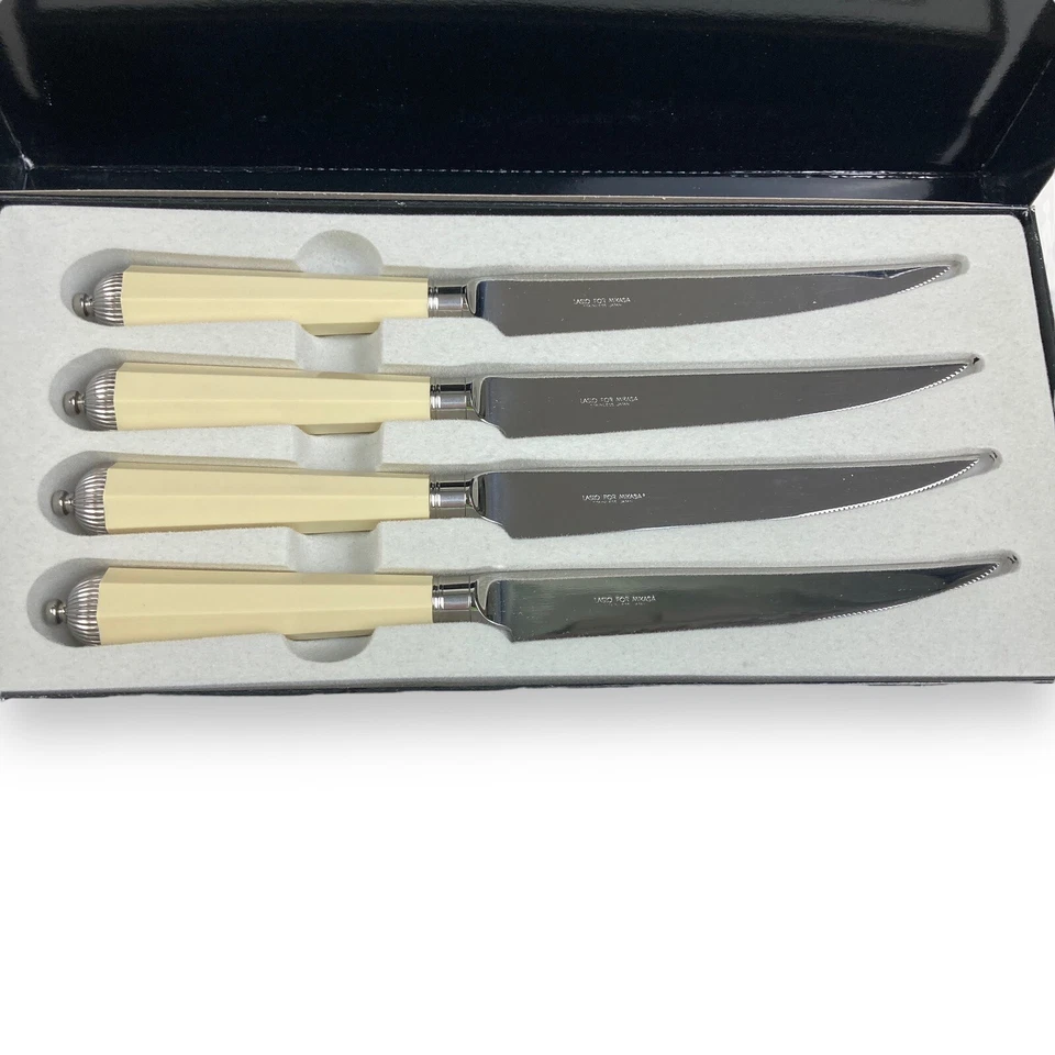 Mikasa by Larry Laslo Waldorf 4 件套牛排刀套装日本不锈钢米色手柄 — 第 3/4 张图片