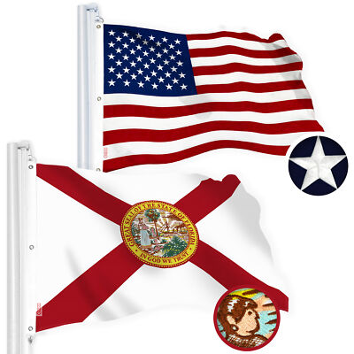 NEW G128 Florida Flag and American USA Flag Set 6x10 FT Spun Polyester