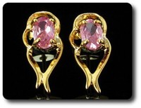 Ohrringe Rosa Saphir 2X7 Mm Vergoldet 18 K Poster