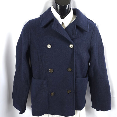 NWT J. Jill Navy Italian Boiled Wool Double-Breasted Jacket Women's 4