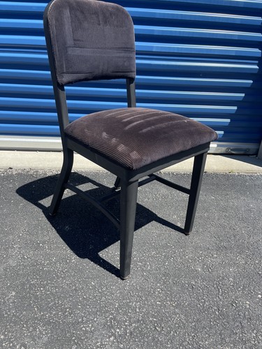 Pair Mid Century Steel Industrial Chairs Corduroy Black Metal Royal MFG Office - Picture 10 of 15