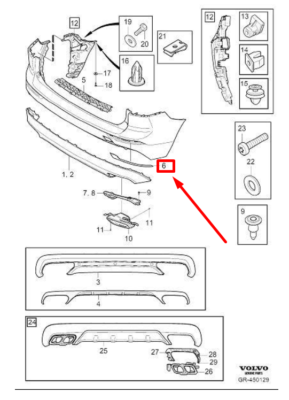 Volvo XC60 MK2 Stoßstangenverkleidung hinten links 31449137 Volvo XC60 MK2 Stoßstangenverkleidung hinten links 31449137