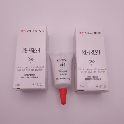 LOT OF 2 Clarins My Clarins Re Fresh Roll On Eye De Puffer .1oz ea