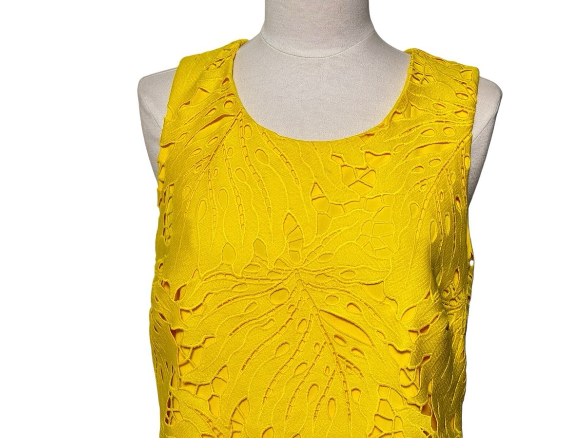 Banana Republic Womens Leaf Lace Shift Dress Yellow Size 10 | eBay