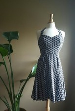 Nine West black white lace dot halter dress, formal casual cocktail, 6 small S