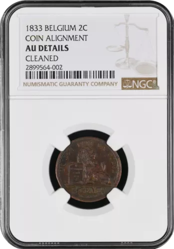 NGC 1833 Belgium 2c AU. Beautiful coin!