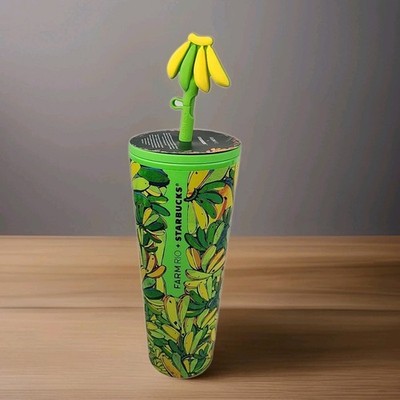 Starbucks Farm Rio 24 Oz Tropical Yellow/Green Bananas 2025 Cold Cup with Straw