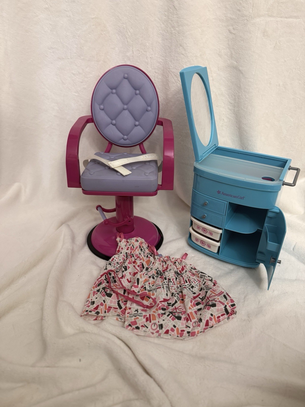 American Girl Doll Salon Set Styling Chair Vanity Outfit Acc