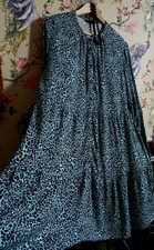 Vintage style teal black & white leopard print smock dress size 16 from M&S