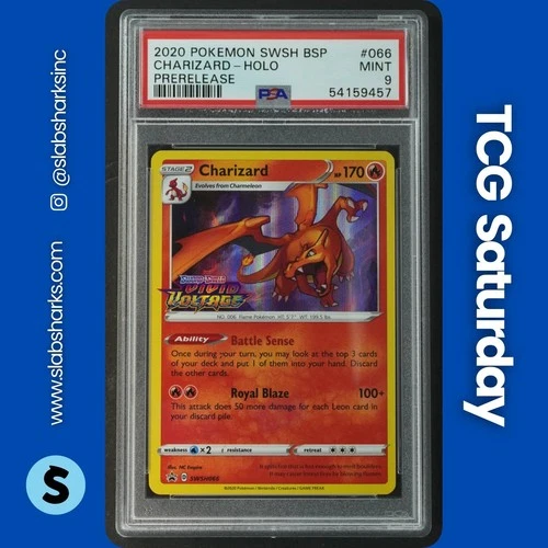 2020 POKEMON SWSH BS PROMO VIVID VOLTAGE PRERELEASE #SWSH066 CHARIZARD PSA 9