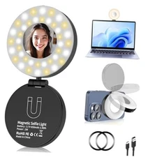 Magnetic Selfie Light for iPhone with a Mirror & Two Magnetic Rings, LED Fill 