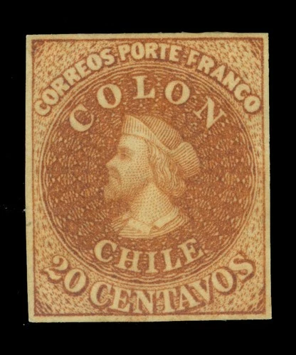 CHILE 1910 Columbus - Dr. Hann Reprint  - 20c brown  mint MH VF