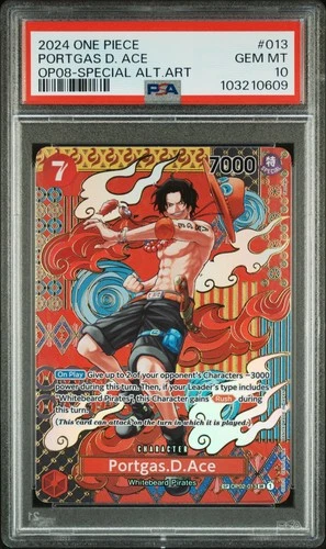 One Piece CCG OP08 Two Legends Portgas.D.Ace (SP) OP02-013 English - PSA 10 GEM!