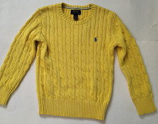 Polo Ralph Lauren Cable knit Sweater Pony Logo Boys Size 6 Yellow