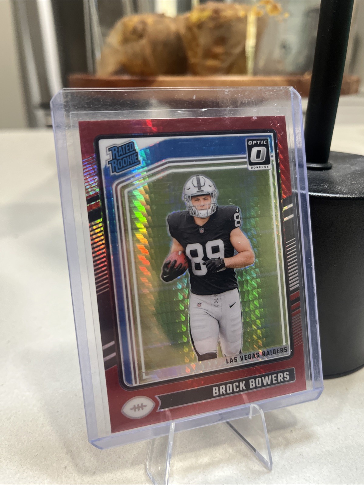 2024 Panini Donruss Optic - Rated Rookie Brock Bowers #215 Red Hyper Prizm (RC)