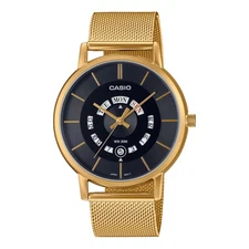 Casio Men’s Gold Mesh Band Watch with Black Dial - MTP-B135MG-1AVDF