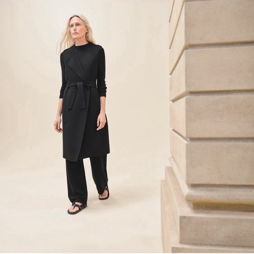 Hermes Long Belted Vest Waistcoat Black Cashmere FR 40, NWT and Receipt