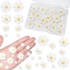 50 PCS Small Flatback White Resin Daisy Flowers for Craft Scrapbook Embellish