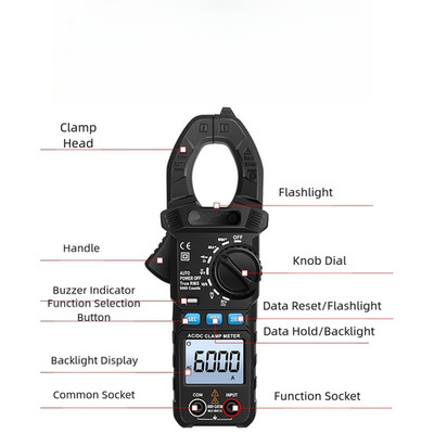 Clamp Meter True RMS Measures AC DC Voltage Current Frequency Temperature
