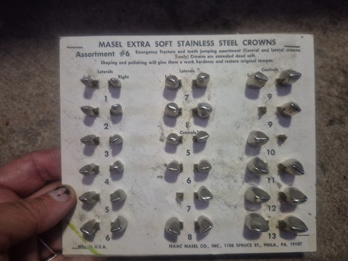 Lot Of MASEL STAINLESS STEEL ADULT DENTAL CROWNS