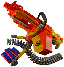 Nerf Vulcan with New Darts Tri-pod, Ammo Box, Chain Link - Full Auto