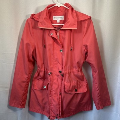 Breckenridge Women s Salmon Pink Coat Silver Accents Small Petite Hooded Cinch