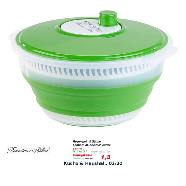 Faltbare Xl-Salatschleuder Mit Kurbel Und Hoher ÜBersetzung, 5 L-image