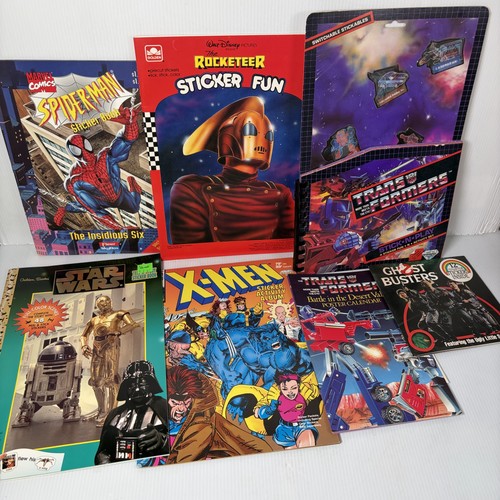 Vintage 80s 90s Sticker Album Lot Marvel Star Wars Transformers Rocketeer