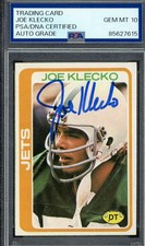 Joe Klecko Gem Mint 10 PSA DNA Signed 1978 Topps Rookie Autograph