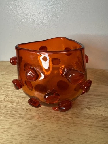 1959 Blob Vase Blenko Glass Wayne Husted Orange
