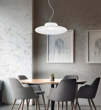 LAMPADA SOSPENSIONE LAMPADARIO VISTOSI VETRO MURANO OPALINE Designer F.LLI TOSO