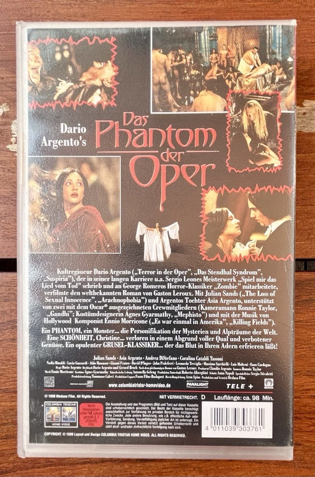 VHS Das Phantom der Oper - RCA Columbia - Asia+Dario Argento, Julian Sands FSK18 - Bild 2 von 4