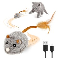 USB Rechargeable Electric Mouse Cat Toy with Squeaky Sound, Interactive Toys .