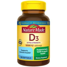 (EXP 01/2026) Nature Made Vitamin D3 5000 IU (125 mcg) Softgels