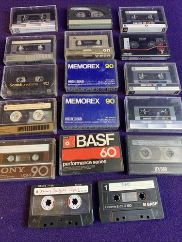 Posten 17 Maxell TDK BASF Memorex 60 & 90 Type II High Bias gebrauchte Kassetten