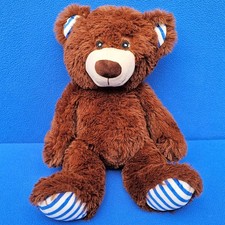 KIK TEDDY BÄR STOFFTIER 40 CM KUSCHELTIER PLÜSCHTIER BRAUN WEISS BLAU BEAR