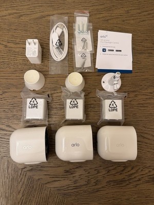 Arlo Pro 4 Spotlight Camera - 3 Pack, White - VMC4350P (No Box)
