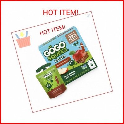 GoGo squeeZ Applesauce and Fruit Puree, Apple Cinnamon, 3.2 oz (Pack of 4), Unsw