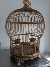 Vintage Gatco 20 X 14 Solid Brass Round Stand Hanging Bird Cage Fast Ship Vintage Gatco 20 X 14 Solid Brass Round Stand Hanging Bird Cage Fast Ship