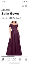 Macys XSCAPE Satin Gown Aubergine (Burgundy) size 6 S