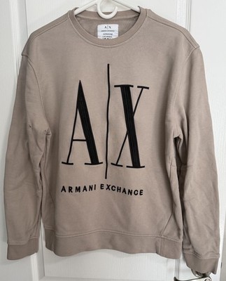 Armani Exchange A|X Icon Logo Sweatshirt Beige Pullover Crewneck Men s M