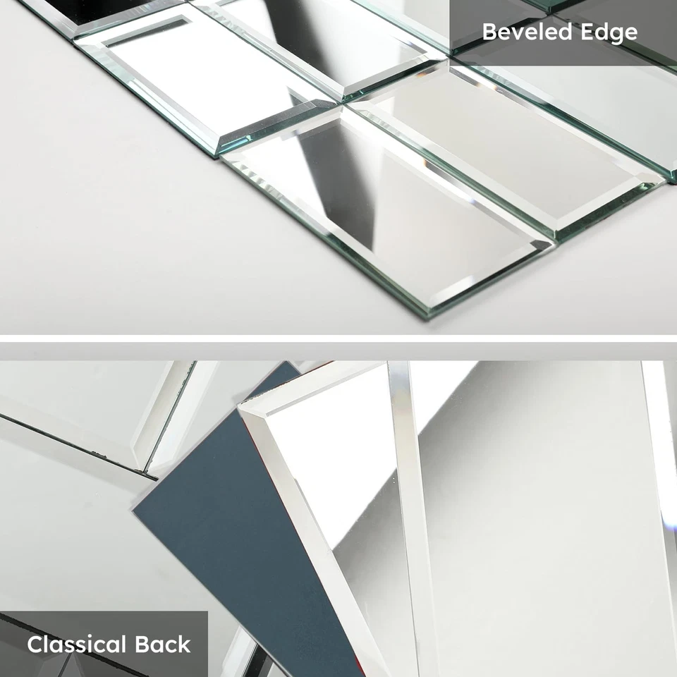 Azulejos de salpicadero para espejo para cocina, metro plateado, 3x6 pulgadas, espejo biselado... Foto 4 de 4