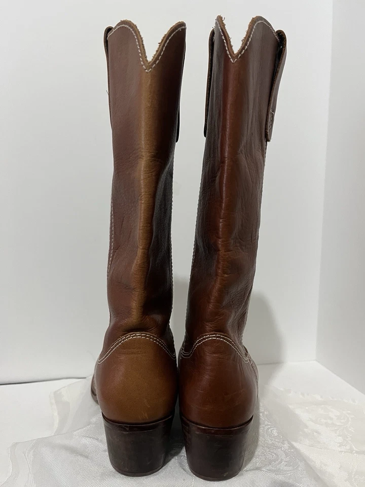 STEVE MADDEN Mujer MARRÓN COÑAC Doble Pestañas Cuero Bota Occidental 8M Vaquera Foto 3 de 4