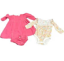 OshKosh Baby Girl Lot Size 9M Pink Dress Bloomers Floral Long Sleeve Bodysuit