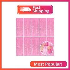 Pink Party Streamers Foil Fringe Backdrop Curtains Tinsel Streamers Birthday Par