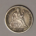 1887 P Seated Liberty Dime 10C Cents Coin Silver, F+!